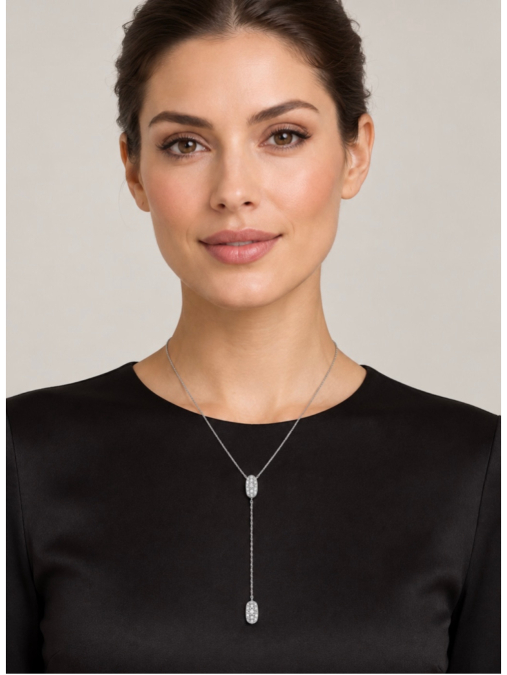 Kendra Scott Women's Grayson Silver Y Lariat Necklace with White CZ New
